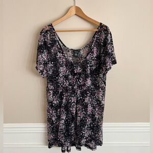 TORRID mesh floral boho top with high low hem size 3